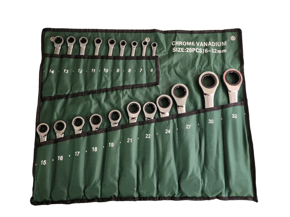 20pc Chrome Vanadium Ratchet Spanner Set