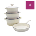 7pc CAST IRON POT SET WHITE