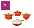 7pc CAST IRON POT SET ORANGE