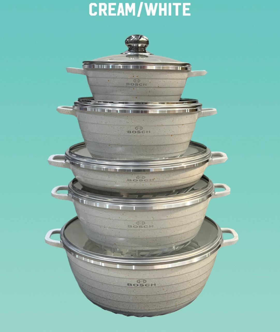 BOSCH GRANITE POT SET CREAM/WHITE